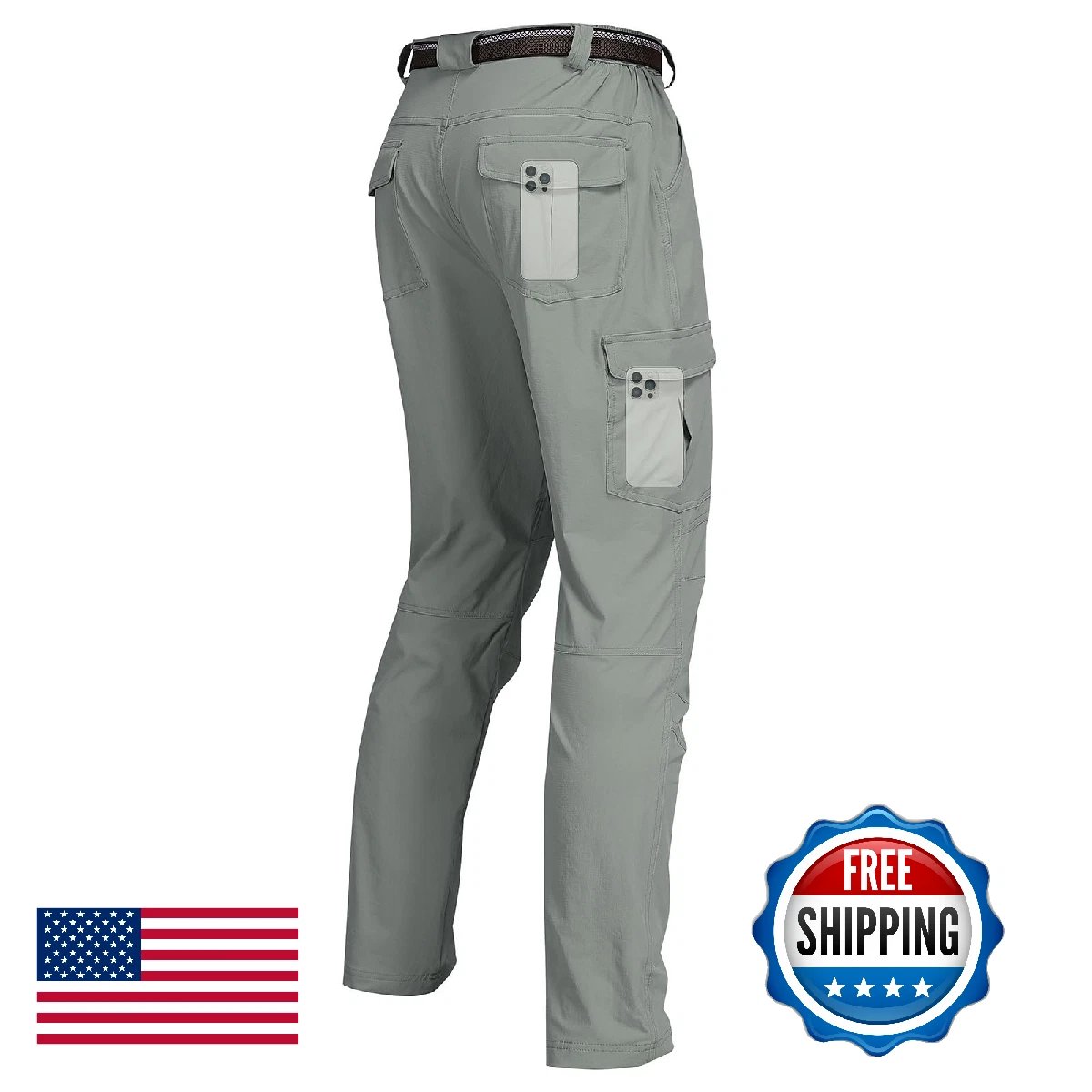Men's Cargo Hiking Pants Water Resistant Lightweight Quick-Dry Work Pants for Ou