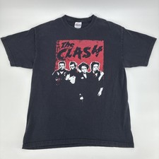 Vintage The Clash Shirt Men Large Black Band Punk Logo London 1977 90s