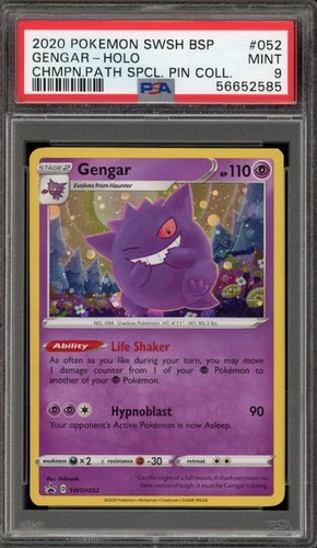 Pokemon Gengar Champions Path Special Pin Coll. Holo Promo SWSH052 PSA 9 Mint