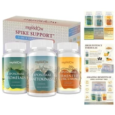 Health Support Trio: 60 Servings of Liposomal Nattokinase, Bromelain & Curcumin