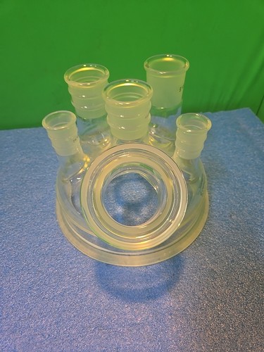 Chemglass 6-Neck 29/42 45/50 Non-angled, 60mm Angled 200mm Reaction Vessel Lid - Bild 2 von 7
