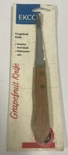 Vintage Ekco Grapefruit Knife Wood Handle Curved Stainless Steel Blade NOS New