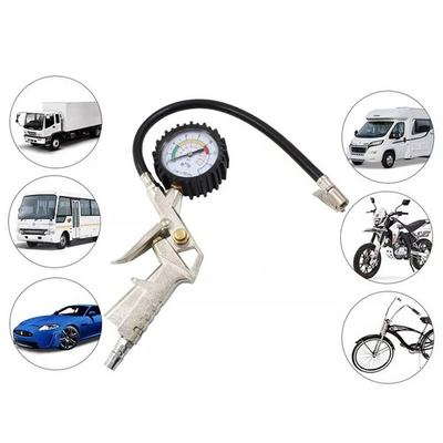 #ad 220 PSI Tire Inflator Gauge Flexible Hose Pistol Style Air Chuck Pneumatic $7.64