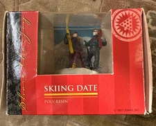 Vintage Lemax Christmas Village Town Skiing Date 73205 Snow Ski Man and Woman