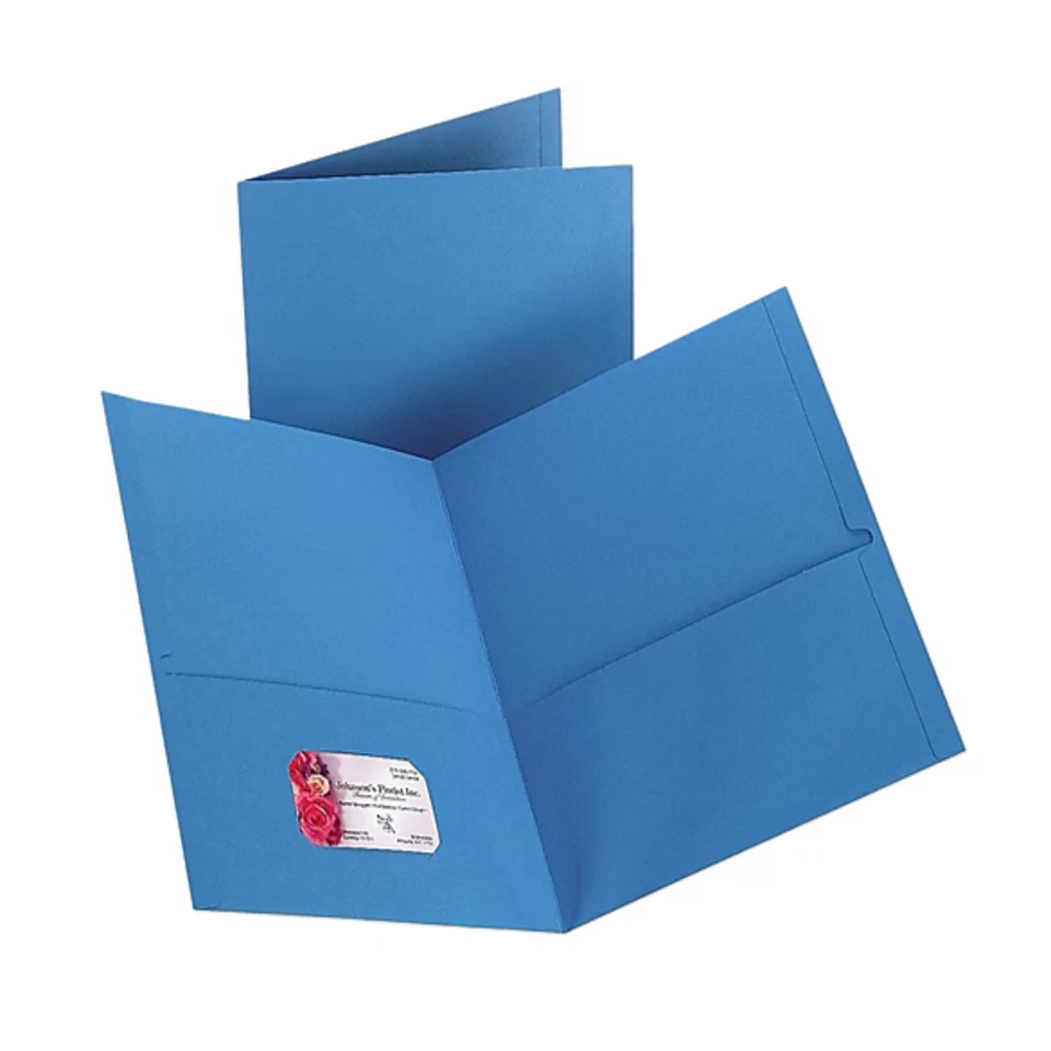 Grapas 2 bolsillos 100 hojas capacidad carpetas con ranura para tarjetas de visita azul x-39 NUEVO Foto 2 de 4