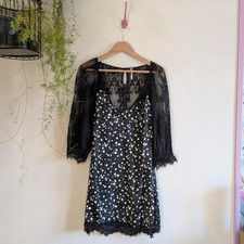 Free People About That Mini Dress Black Lace Sleeves Polka Dot S NWT RRP £158