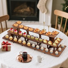 40" L 3-Tier Table Display Stand Wooden Corner Rack Counter Top for Market Trade