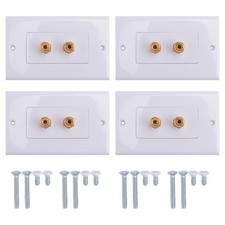 4 Pack Single Gang 1.0 Speaker Wire Wall Plate (Banana Plug Wall Plate) for2817