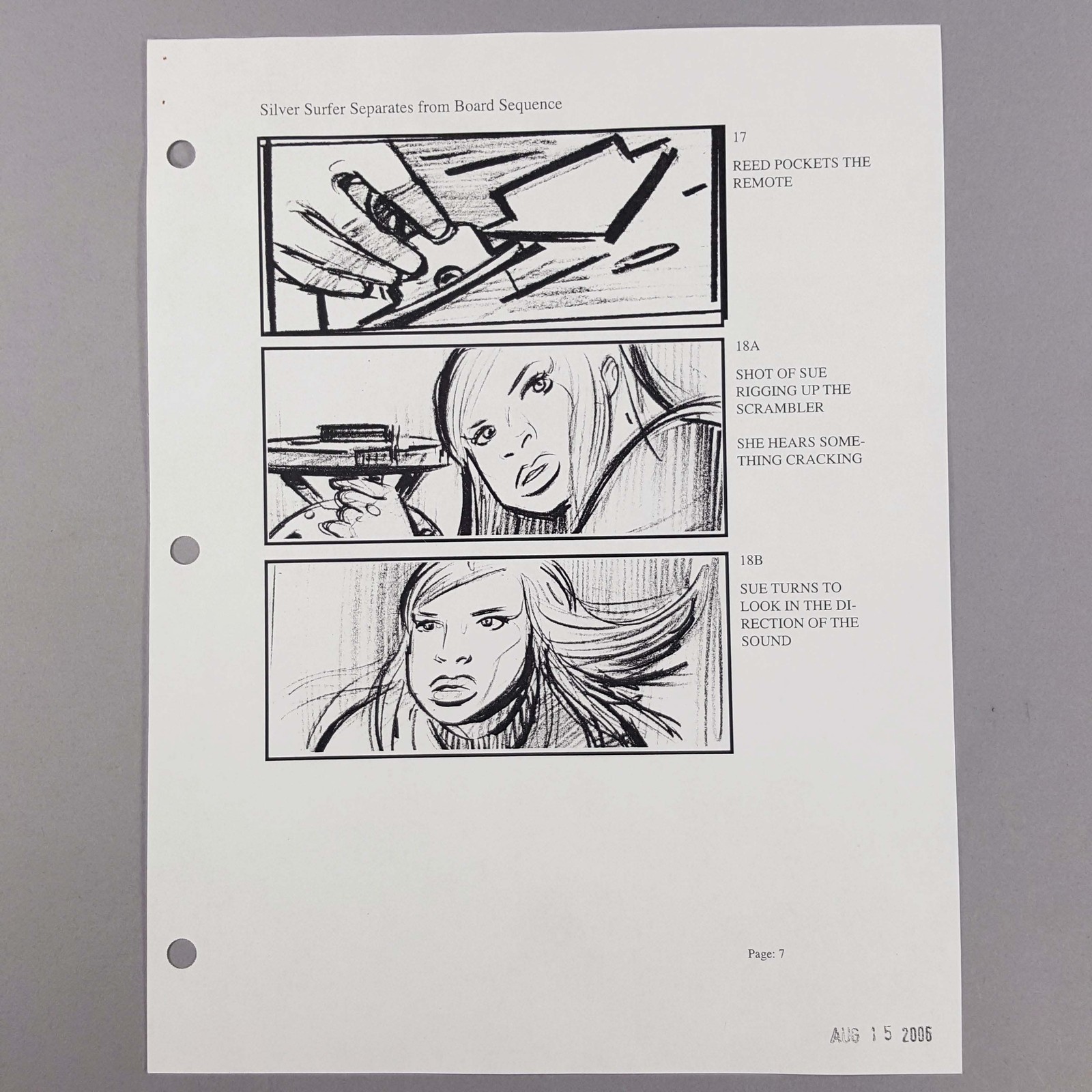 Fantastic Four RotSS Storyboard Sue Storm Rigs Scrambler Reed Pockets Remote COA