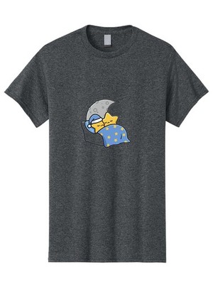 Star-Sleeping-On-Moon Mens Graphic Tee, 100% Cotton, Casual Summer Wear