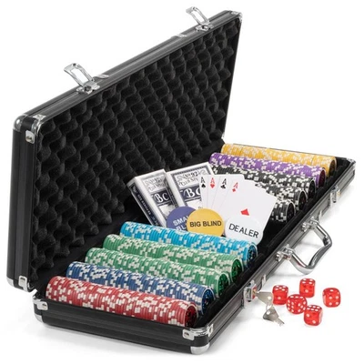 Pokerkoffer Pokerset 500 Laser Pokerchips Jetons 11g Alu Koffer schwarz Spielset - Bild 1 von 4