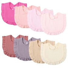 8 PCS Baby Bibs Muslin Drooling Teething Unisex Girls Boys Soft Burp Cloths