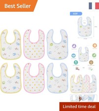 Set de 6 Bavoirs Imperméables pour Bébé - Mousseline Douce et Facile à Nettoyer
