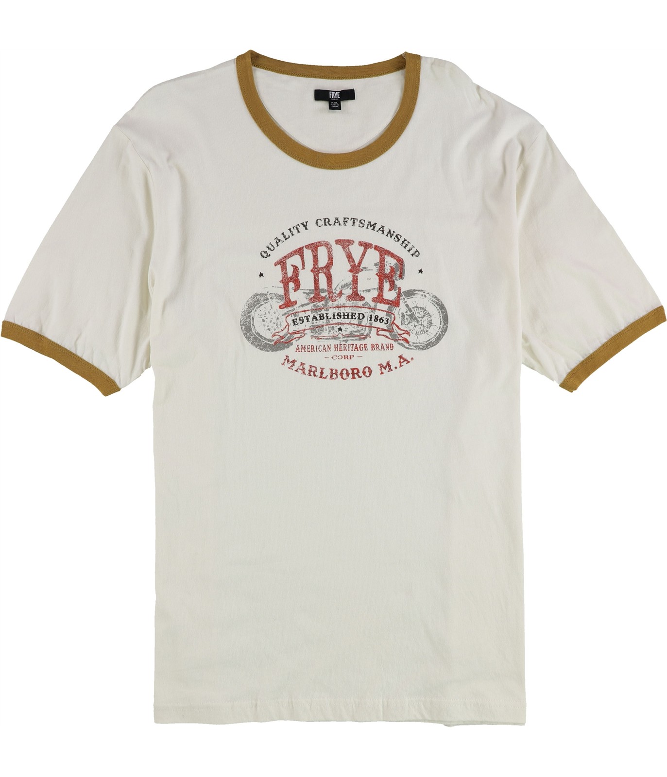 Frye Mens Quality Craftsmanship Ringer Graphic T-Shirt Off-White XX-Large 5390₽