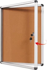SWANCROWN Enclosed Bulletin Board,Lockable Cork Noticeboard for School Office,Wa