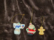 Lot of 3  Assorted Christmas Tree Ornaments  Santa, Snow Angel,Gingerbr