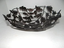 Rustic Metal Basket Oak Leaves Acorns Country Farmhouse