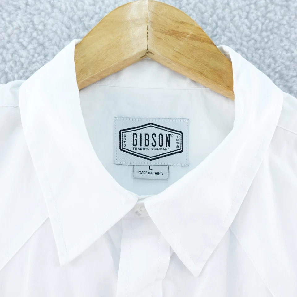 Gibson Trading Company Hombres L Camisa Western Manga Larga Blanco Vaquero Rodeo Foto 2 de 4