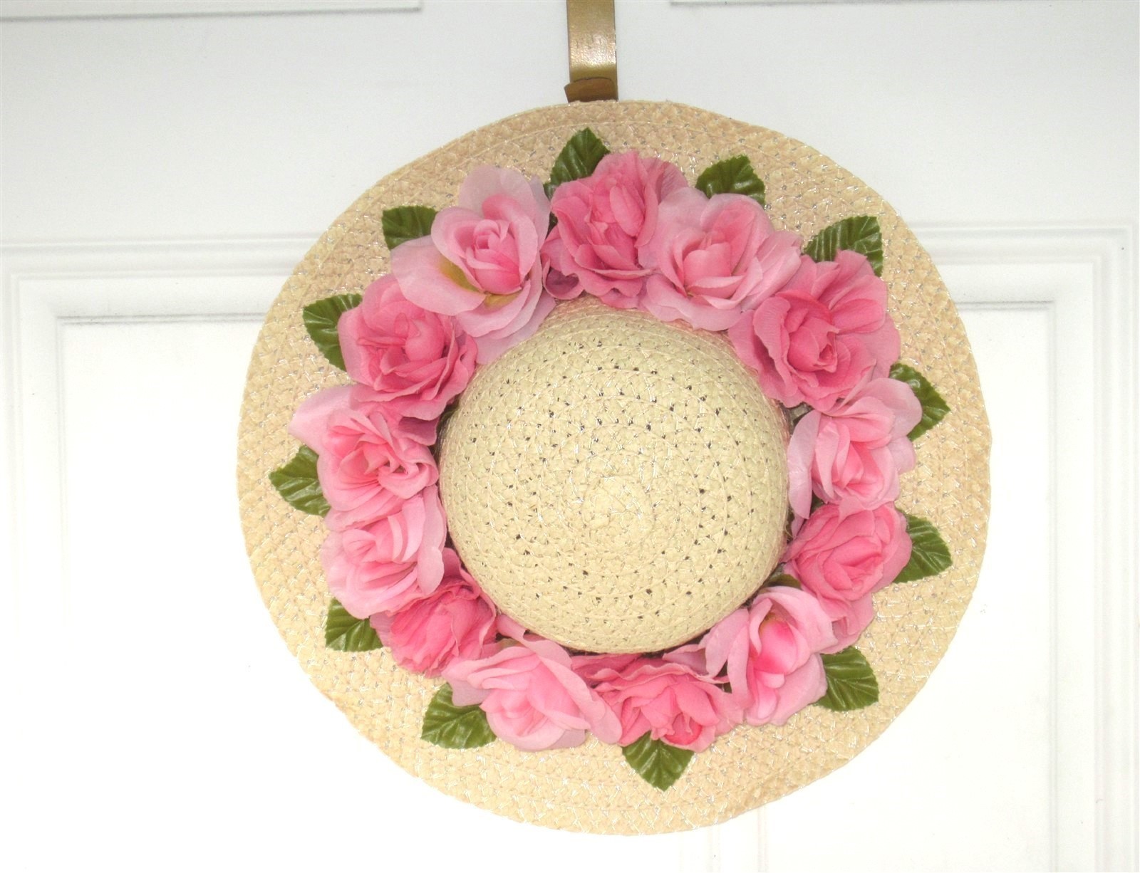 Straw Floral Hat Decor Hanging Wreath Wall Decor Spring