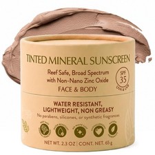 Tinted Mineral Face and Body Sunscreen SPF 35 - Mineral Zinc Oxide Sunblock L...