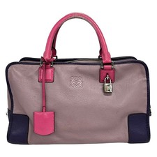 LOEWE Amazona 36 352.35AA22 Purple Gray Purple Pink Leather Handbag