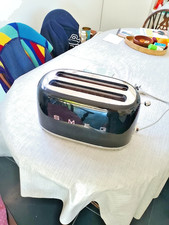 Smeg TSF02BLUK Retro Style Toaster 2 Slot, 4 Slice, Black