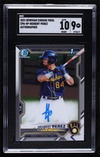 2021 Bowman Chrome Prospects Auto Hedbert Perez #CPA-HP SGC 9 MINT Auto nj8