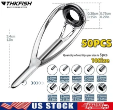 50pcs 10 Sizes Fishing Rod/Pole Replacement Stainless Steel Tip Tops Repair Kits