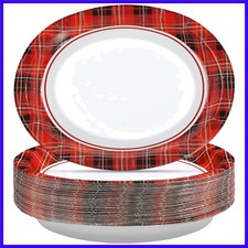 50Pcs Christmas Oval Paper Plates 10" X 12" Large Disposable Heavy Duty Red B...