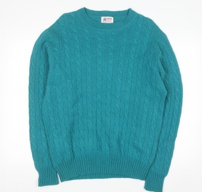 Clansman Wollpullover Pullover Herren blau XL Zopfmuster