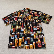 Vintage Hilo Hattie Mens Hawaiian Beer lovers Short Sleeves size Large