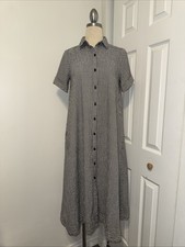 Lisa Marie Fernandez Target Blk/Wht gingham Midi Shirt Dress XS 100% cotton