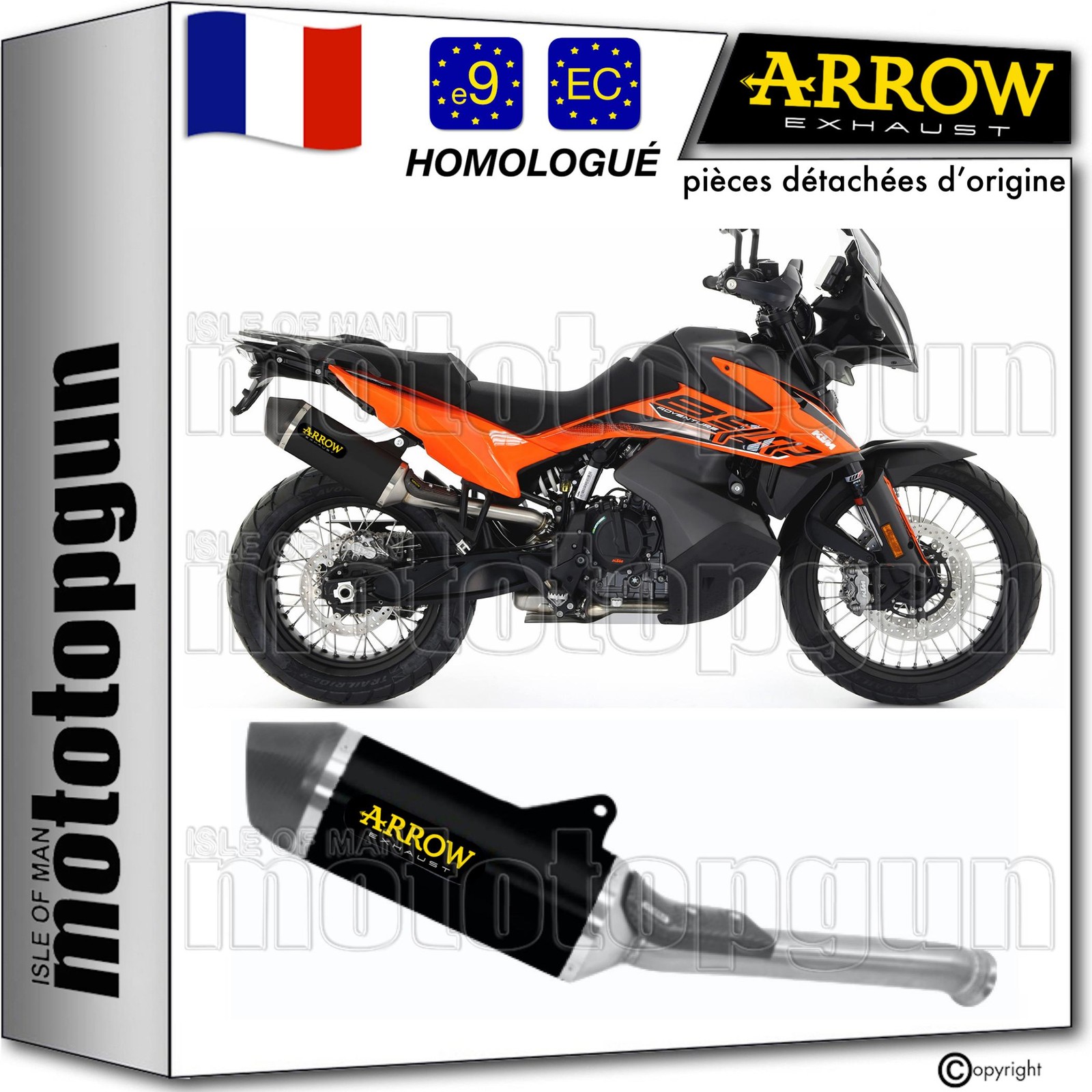 Silencieux Arrow Race-Tech aluminium noir carbone pour moto KTM 890 R