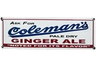 VINTAGE COLEMAN'S GINGER ALE PORCELAIN SIGN GAS STATION COCA COLA PEPSI FRESCA