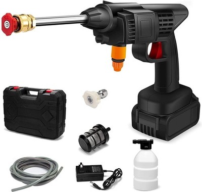 Akku Auto Hochdruckreiniger Wasser High Power Jet Wash Reiniger Tragbar 2Akku