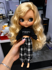 Neo Blythe Doll Blonde Hair Wig Matte Face Custom Jointed Body OOAK Tan Skin 1/6
