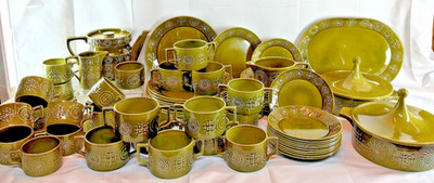 MCM 1960er Portmeirion TOTEM olivgrün Tee & Kaffeeservice ~ Susan Williams-Ellis