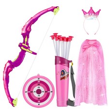 Bow and Arrow for Kids, LED Light Up Archery Set with Princess Cape and Crown...