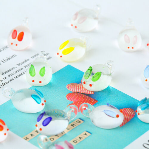 5pcs 20x12mm Charm Rabbit Handmade Lampwork Glass Loose Pendants Beads DIY - 第 1/11 張圖片