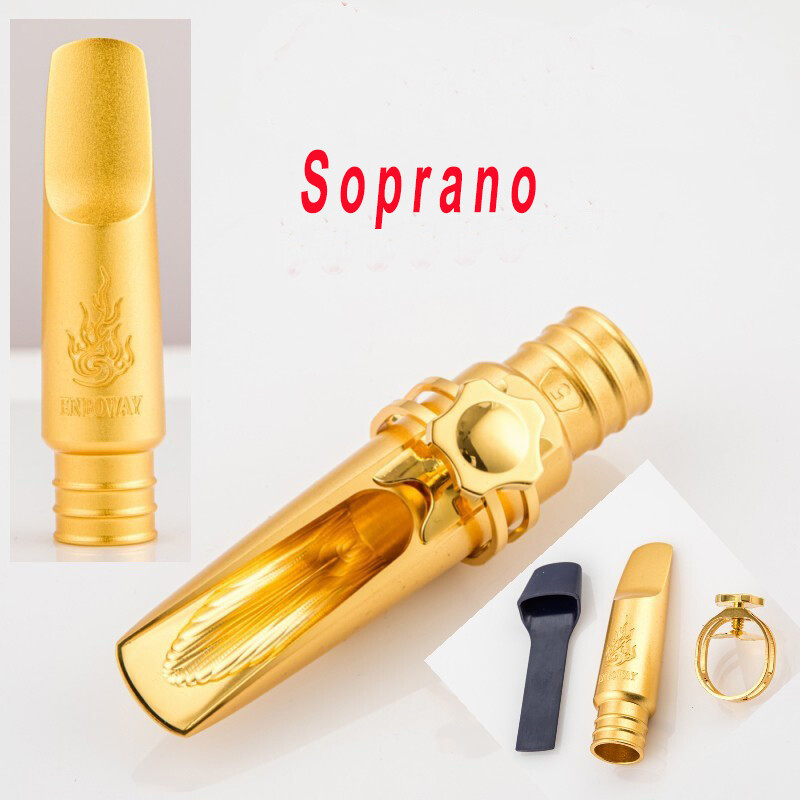 Gold Plated Copper Soprano Saxophone Mouthpiece Bullet Shape #5-8 w/Ligature NEW
