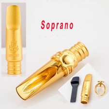 Gold Plated Copper Soprano Saxophone Mouthpiece Bullet Shape 5-8 w/Ligature US