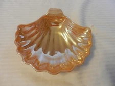 Vintage Yellow Opalescent Clam Shell Dip Serving Bowl 7" wide 6.25" x 1.75" tall