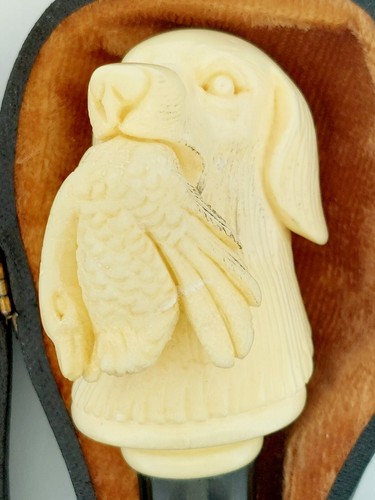 Block Meerschaum - Hunting Dog - Hand Carved Turkish Letter Opener w/Case - Picture 2 of 10