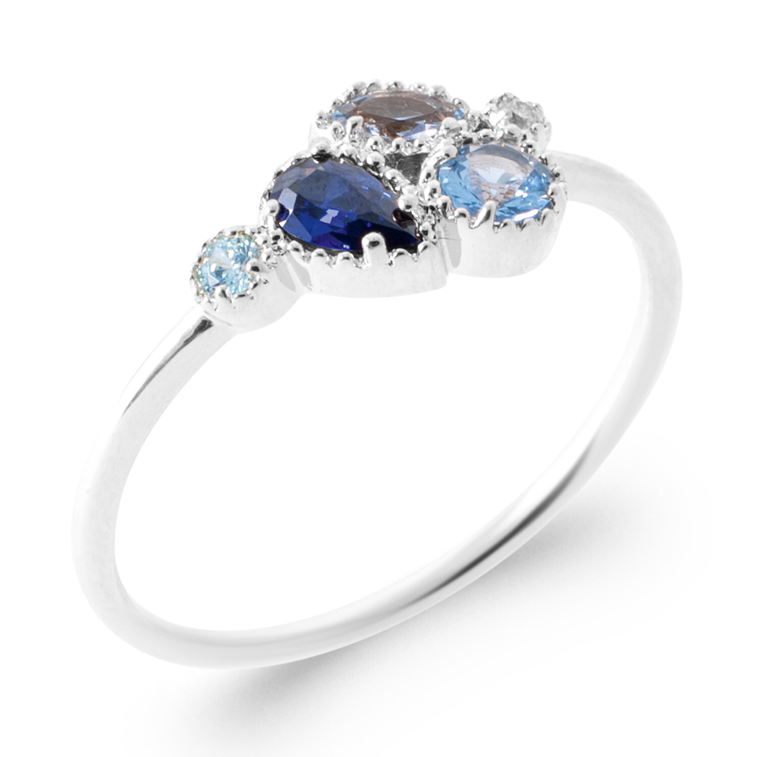 Bague zirconiums multicolore argent 925 anti-noircissement hypoallergénique