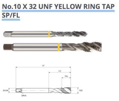 Nr 10 - 32 UNF SPIRALNUTENGEWINDEBOHRER 2B HSS-E GELBRING EUROPA WERKZEUG TM68161000 P360