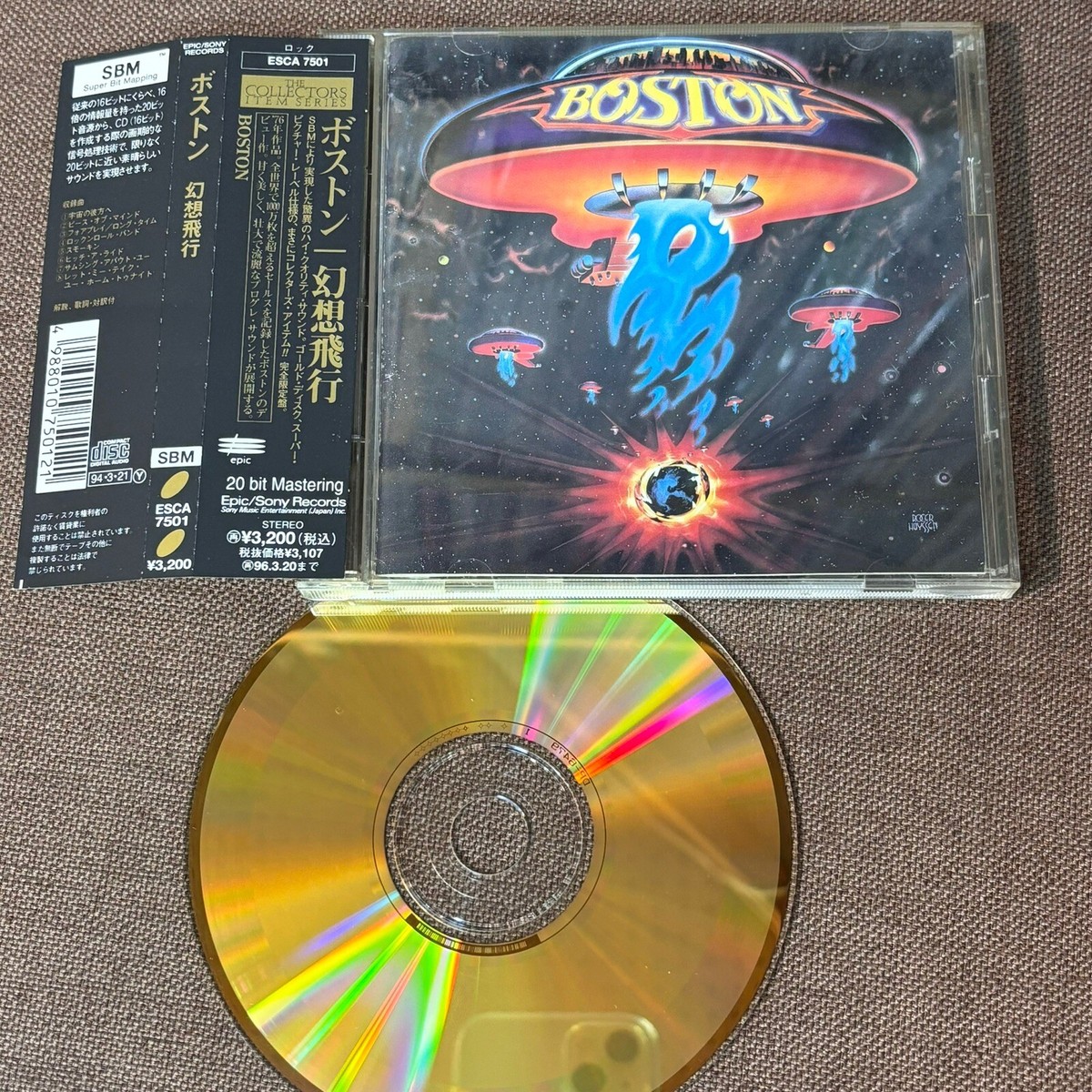 BOSTON Boston JAPAN 24k GOLD CD ESCA7501 w/ OBI + PS BOOKET BOSTON Boston JAPAN 24k GOLD CD ESCA7501 w/ OBI + PS BOOKET