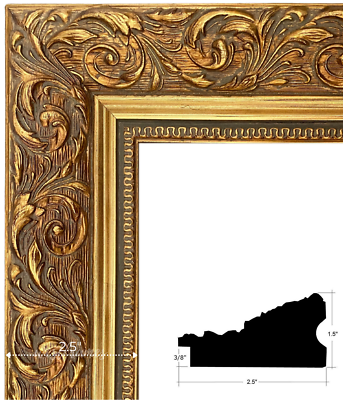 West Frames Bella Antique Gold French Ornate Embossed Wood Wall