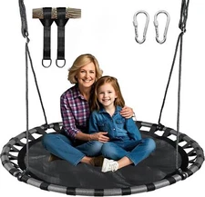 360 Rotating Waterproof Flying Saucer with Swivel & Adjustable Ropes Swing Set