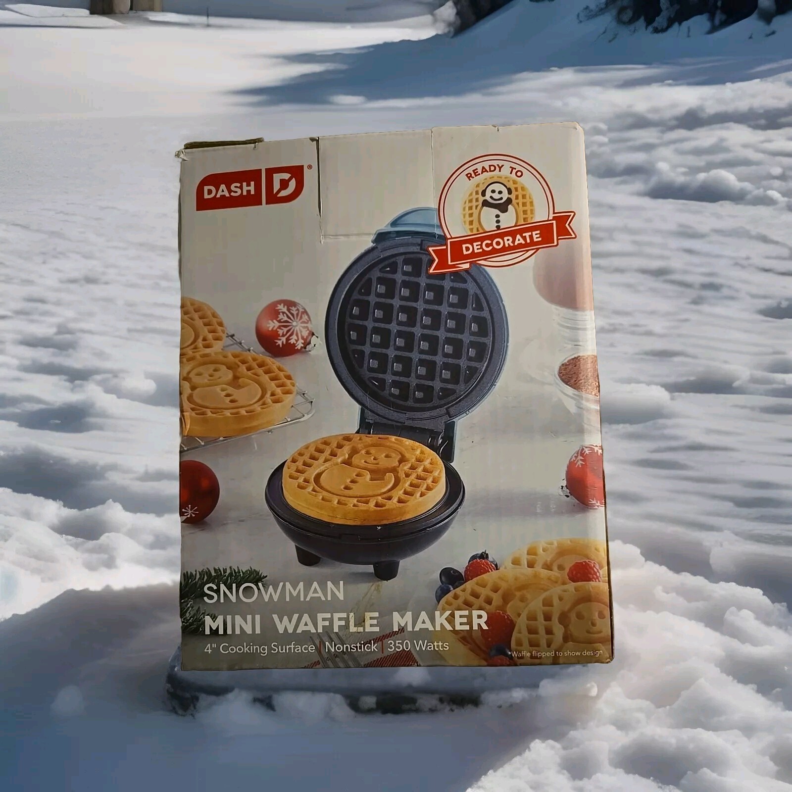 Mini Snowman Waffle Maker Nonstick 4-inch Christmas Winter Breakfast Griddle-image