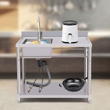 Commercial Sink Kitchen Stainless Steel Utility Sink Prep Table - 1 Compartment